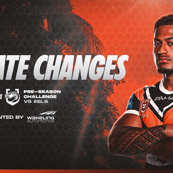 Late Changes: Pre-Season Challenge vs Eels