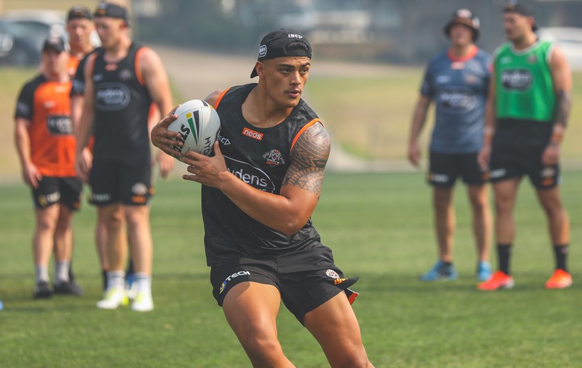 Tommy Talau at Wests Tigers 2020 pre-season training