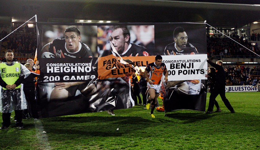 Milestone men: Chris Heighington, Gareth Ellis and Benji Marshall 