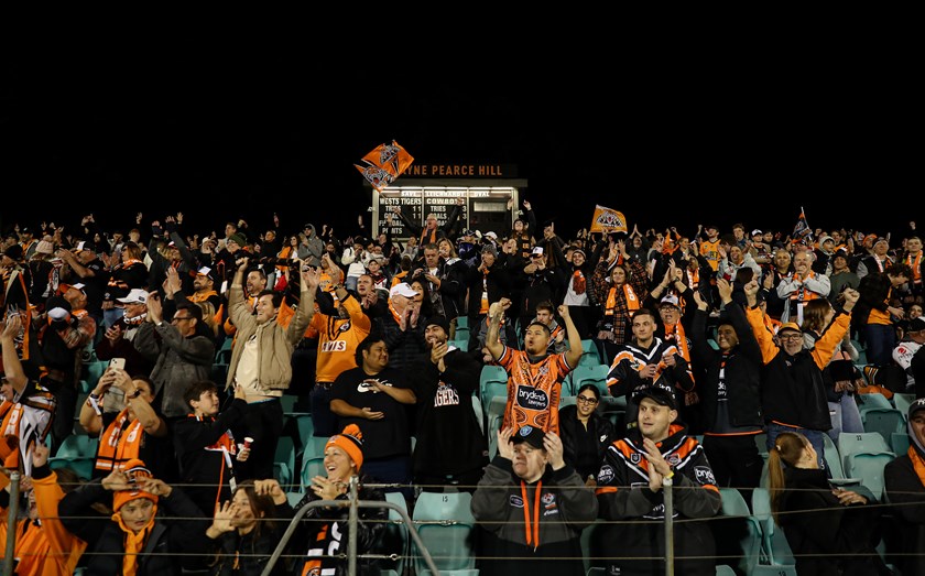 Wayne Pearce Hill erupts during record win over Cowboys at Leichhardt in 2023