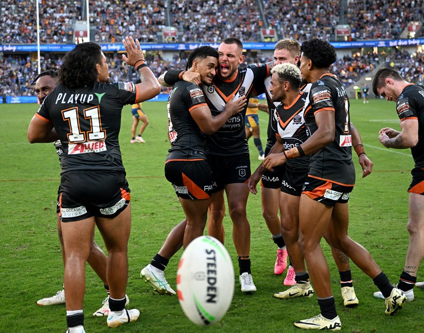 Wild scenes at CommBank Stadium as Wests Tigers defeat the Eels in Round 4 