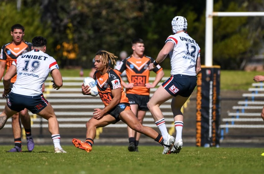 Xavier Tauaifaiga makes a run on Jersey Flegg Cup debut