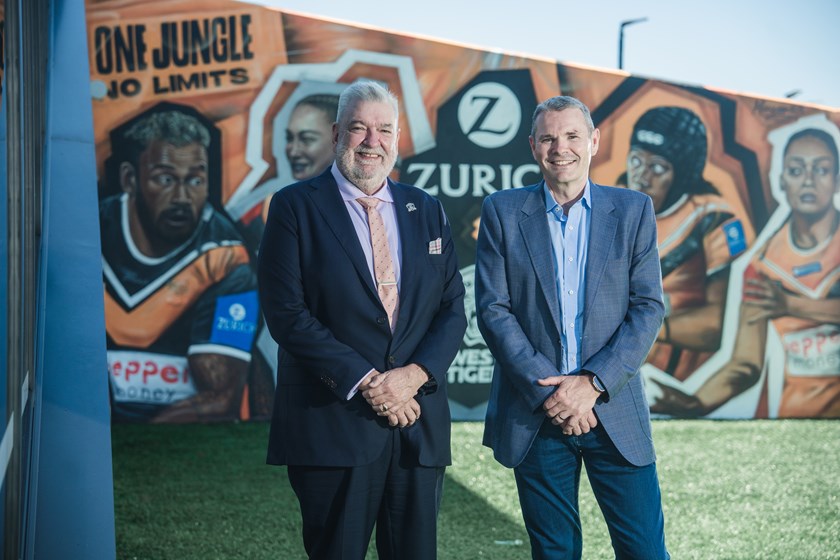 Zurich Australia CEO Justin Delaney with Wests Tigers CEO Shane Richardson 