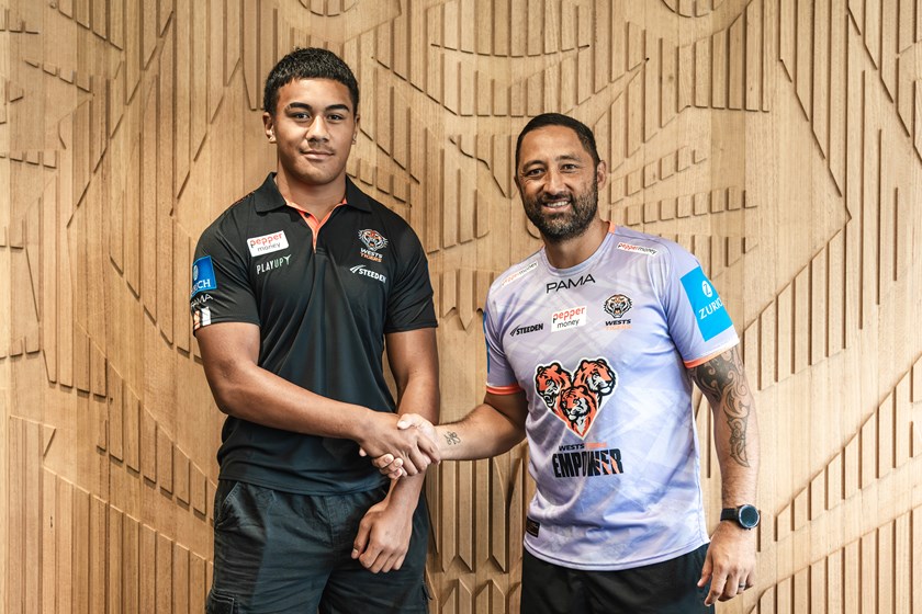 Christian Taupau-Moors and Wests Tigers NRL Head Coach, Benji Marshall